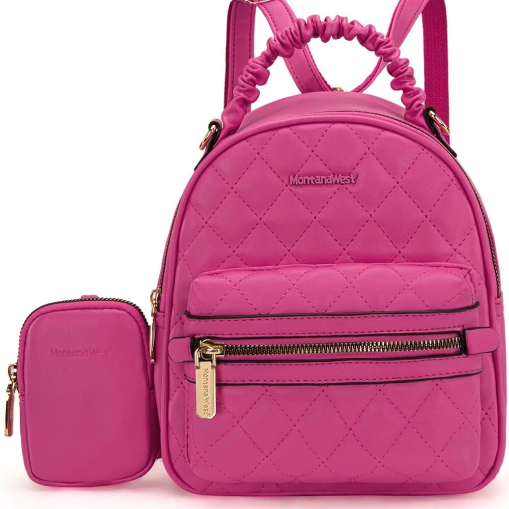 Montana West Fuchsia Quilted Mini Backpack